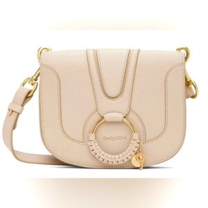 NEW See By Chloe Small HANA Triple Comp Beige Crossbody Sadle Bag w Dustbag NWT